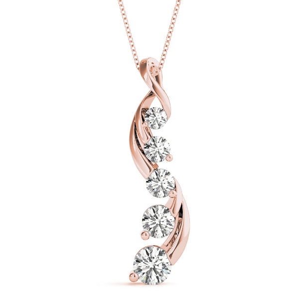 14K Rose Gold Diamond Journey Pendant Necklace