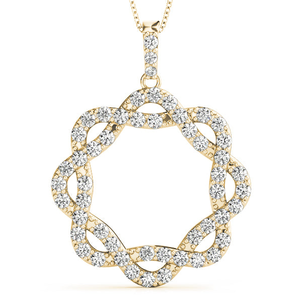 18K Yellow Gold Round Diamond Circle Pendant
