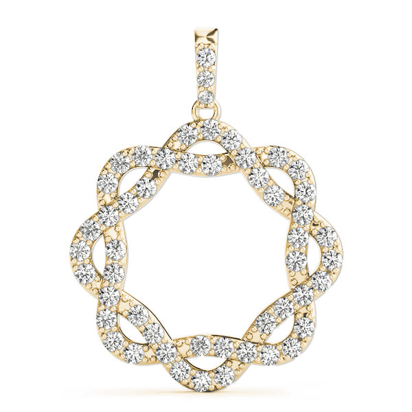 18K Yellow Gold Round Diamond Circle Pendant