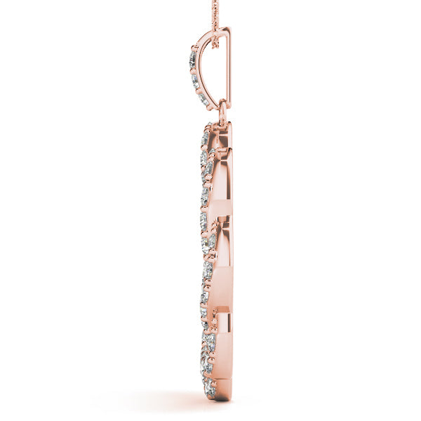18K Rose Gold Round Diamond Circle Pendant
