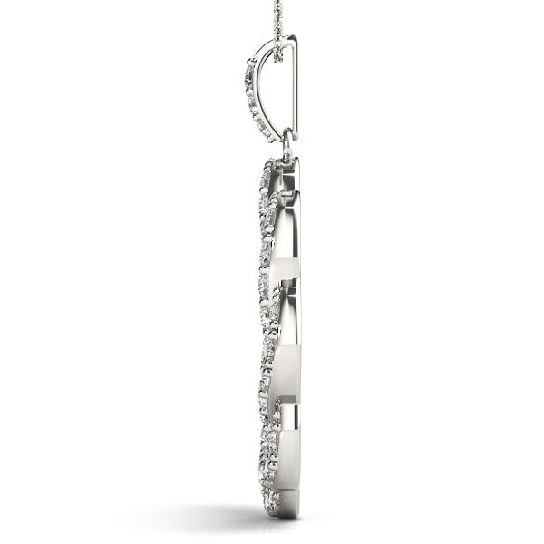 18K White Gold Round Diamond Circle Pendant