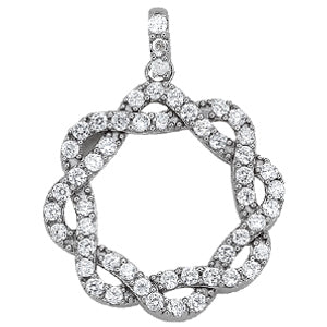 Platinum 1ctw Round Diamond Circle Pendant