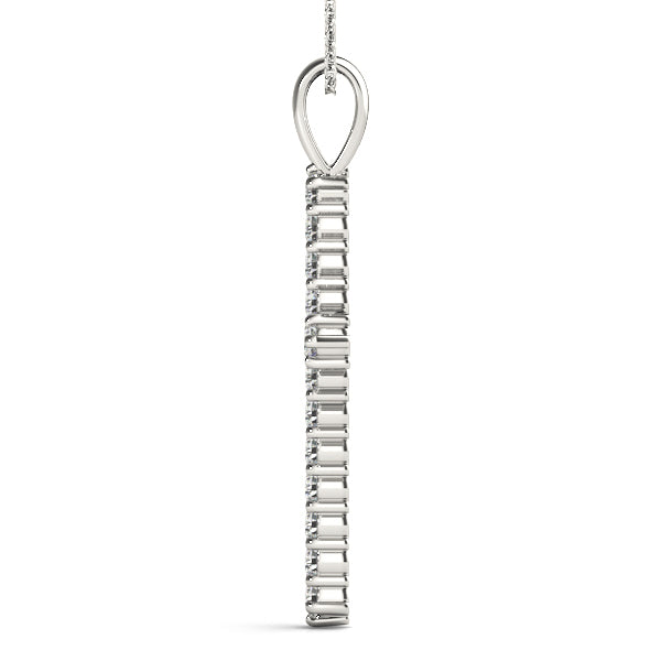 14K White Gold 1ctw Round Diamond Cross Pendant