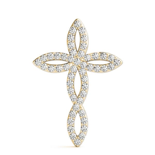 18K Yellow Gold Diamond Cross Pendant