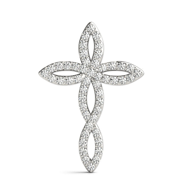 Platinum White Diamond Fashion Cross Pendant