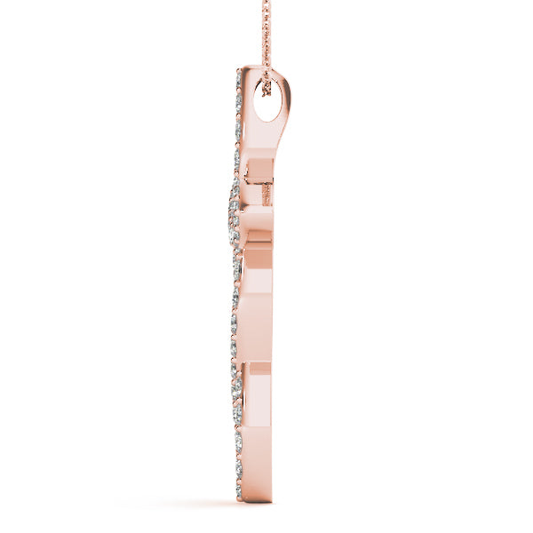 Rose Gold 1 CT Diamond Cross Pendant Necklace