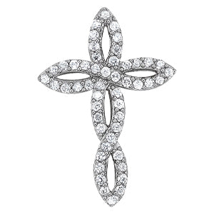 14K White Gold Diamond Cross Pendant