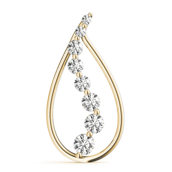 14K Yellow Gold Round Diamond Journey Pendant