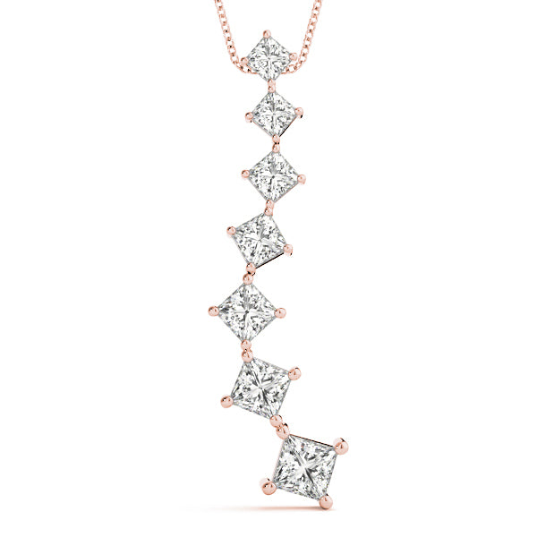 18K Rose Gold Square Diamond Journey Pendant