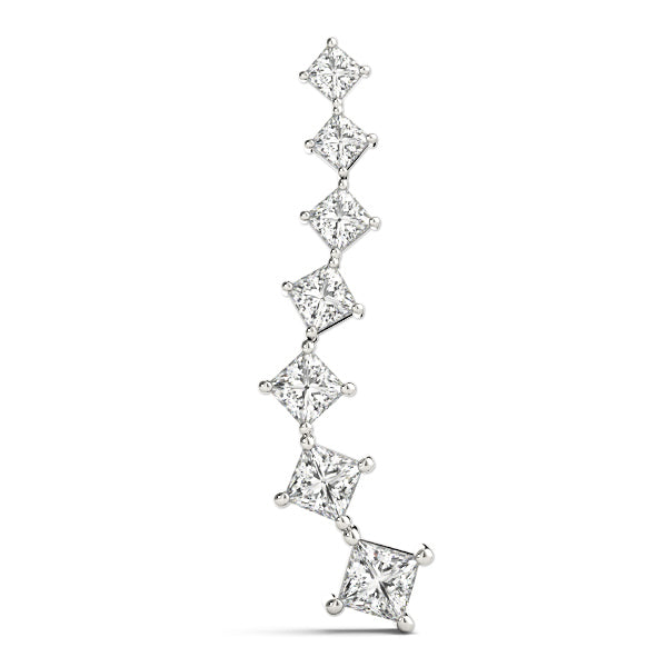14K White Gold Square Diamond Pendant