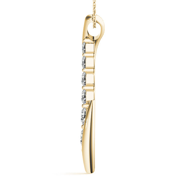 18K Yellow Gold Round Diamond Pendant