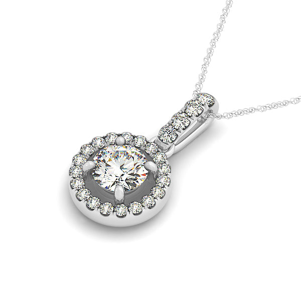 18K White Gold 1.25 ctw Diamond Halo Pendant