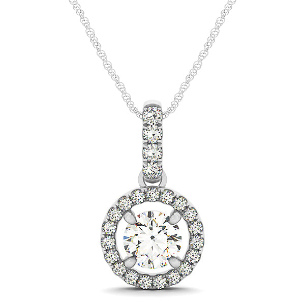 Platinum 1.25 ctw Round Diamond Halo Pendant