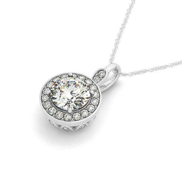 Round Diamond Halo Pendant