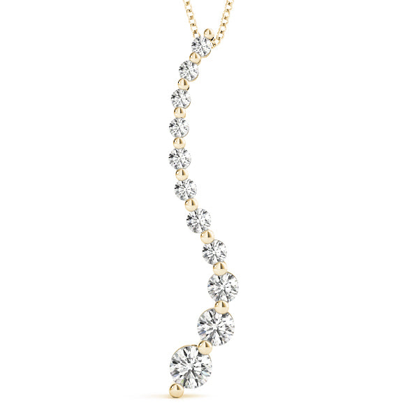 14K Yellow Gold Round Diamond Pendant