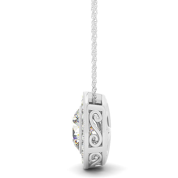 Platinum 1.20 ct Round Diamond Halo Pendant