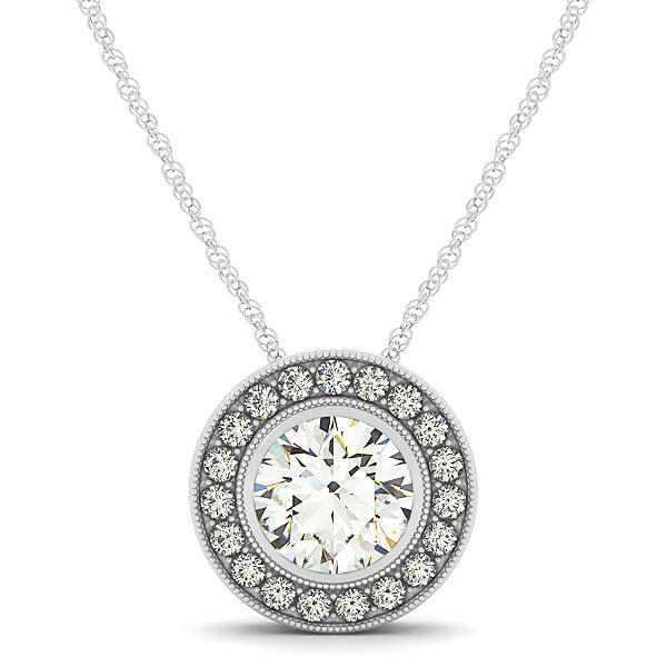 Platinum 1.20 ct Round Diamond Halo Pendant