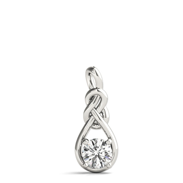 Platinum 1 CT Round Diamond Love Knot Pendant