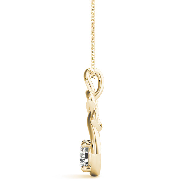 14K Yellow Gold Diamond Love Knot Pendant
