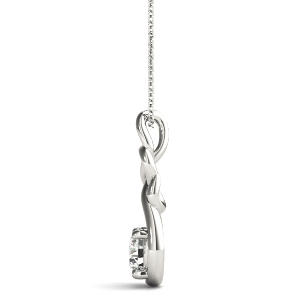 Platinum 1 CT Round Diamond Love Knot Pendant