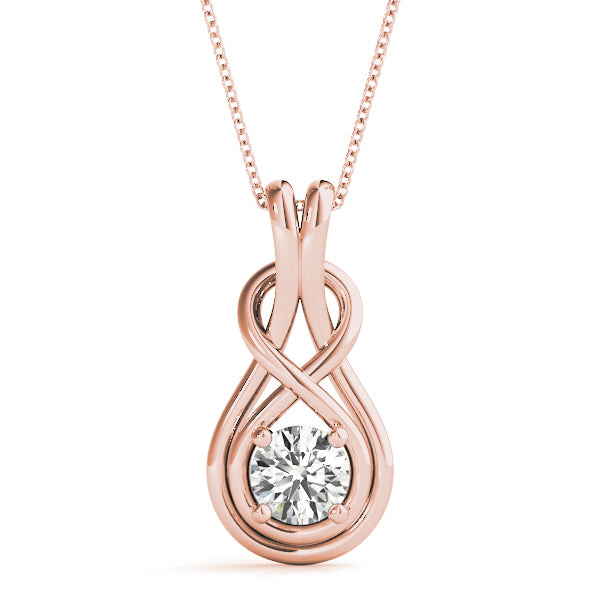 18K Rose Gold Diamond Love Knot Pendant
