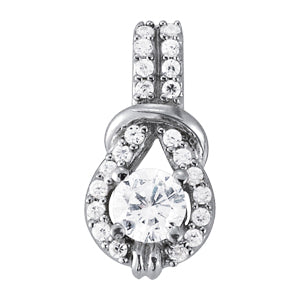 14K White Gold Diamond Love Knot Pendant