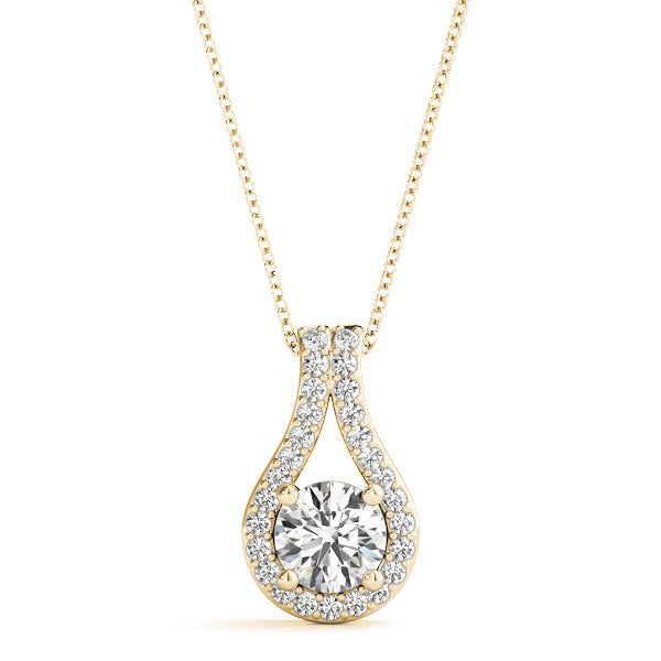 14K Yellow Gold Round Diamond Solitaire Pendant