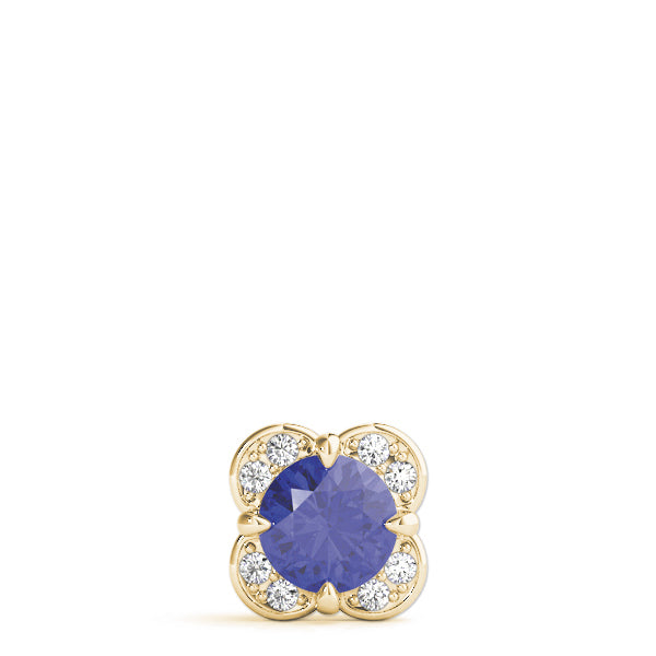 18K Yellow Gold Round Diamond Halo Pendant
