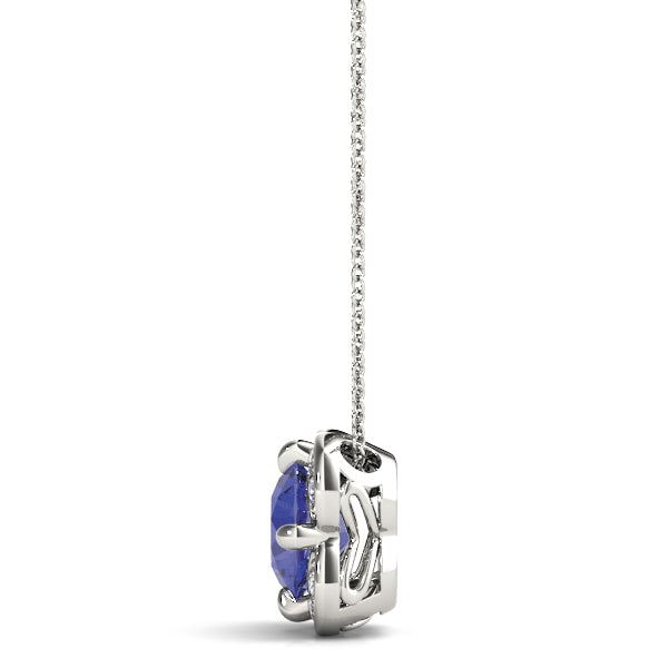 Platinum Round Diamond Halo Pendant
