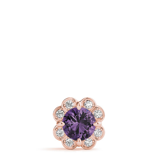 18K Rose Gold Round Diamond Halo Pendant