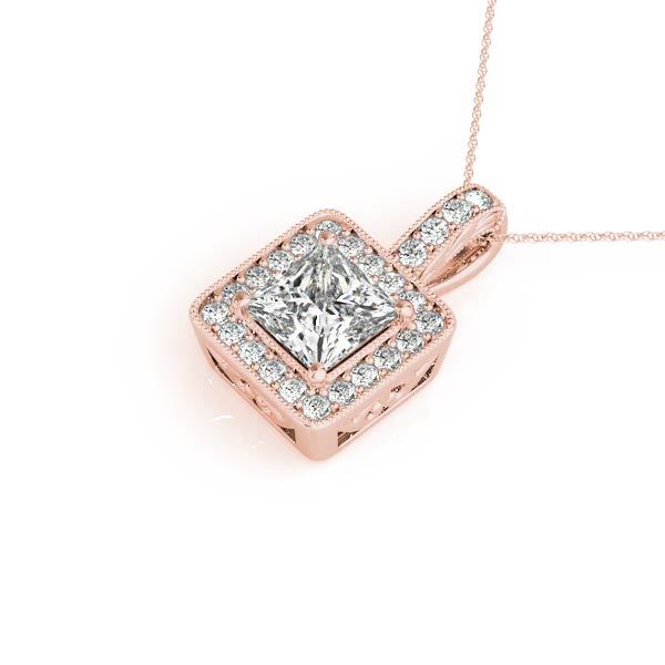 18K Rose Gold 1 CT Diamond Halo Pendant