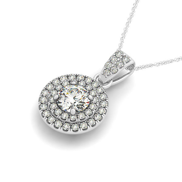 Platinum 1.33ctw Round Diamond Halo Pendant