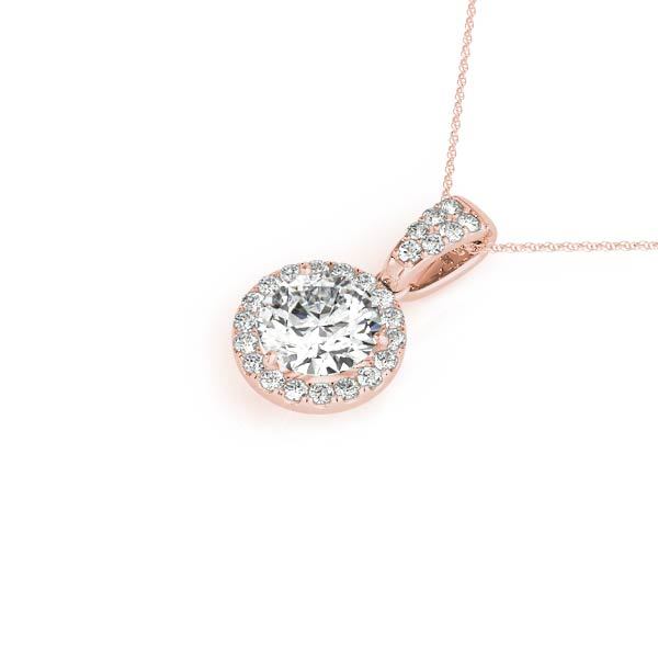 18K Rose Gold Round Diamond Halo Pendant