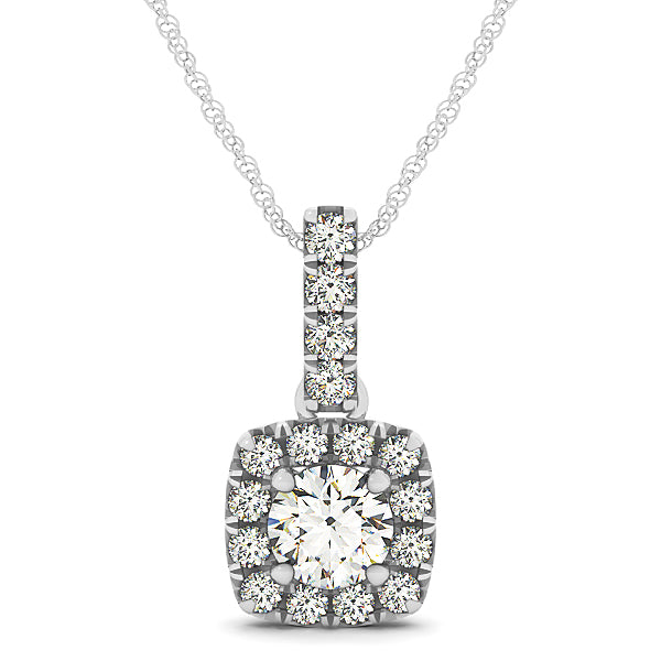 Platinum 1.38 ctw Round Diamond Halo Pendant