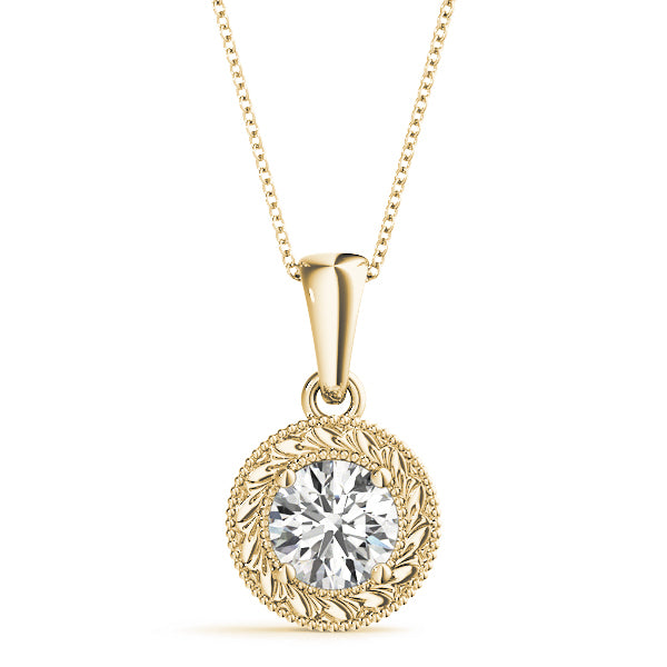 14K Yellow Gold Diamond Solitaire Pendant - 1 Carat