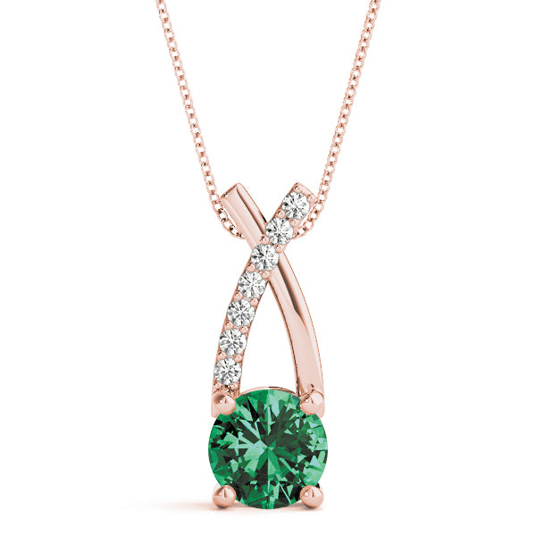 18K Rose Gold 1 ct Round Diamond Pendant