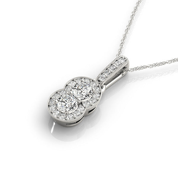 18K White Gold Round Diamond Fashion Pendant
