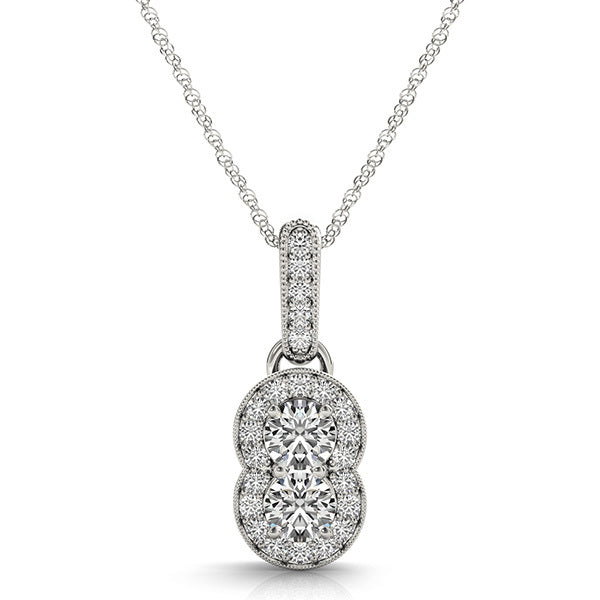14K White Gold Round Diamond Fashion Pendant