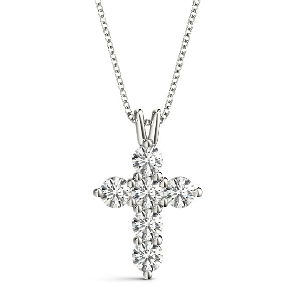 Multi-Diamond Cross Pendant Necklace