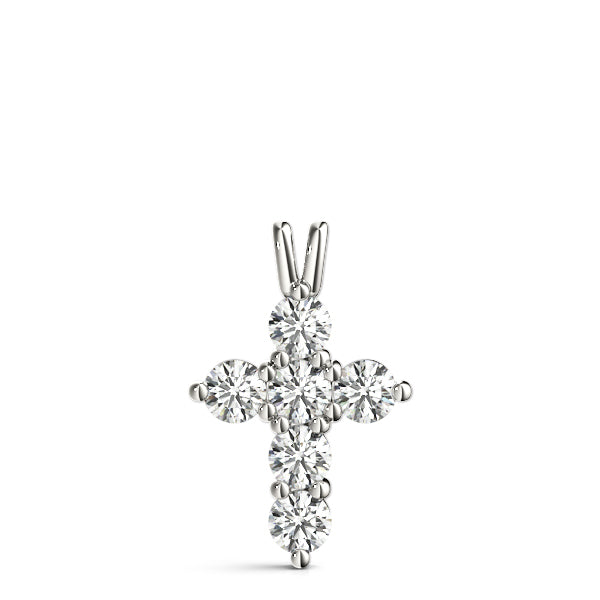 Platinum Round Diamond Fashion Cross Pendant