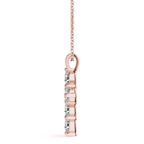14K Rose Gold Diamond Cross Pendant