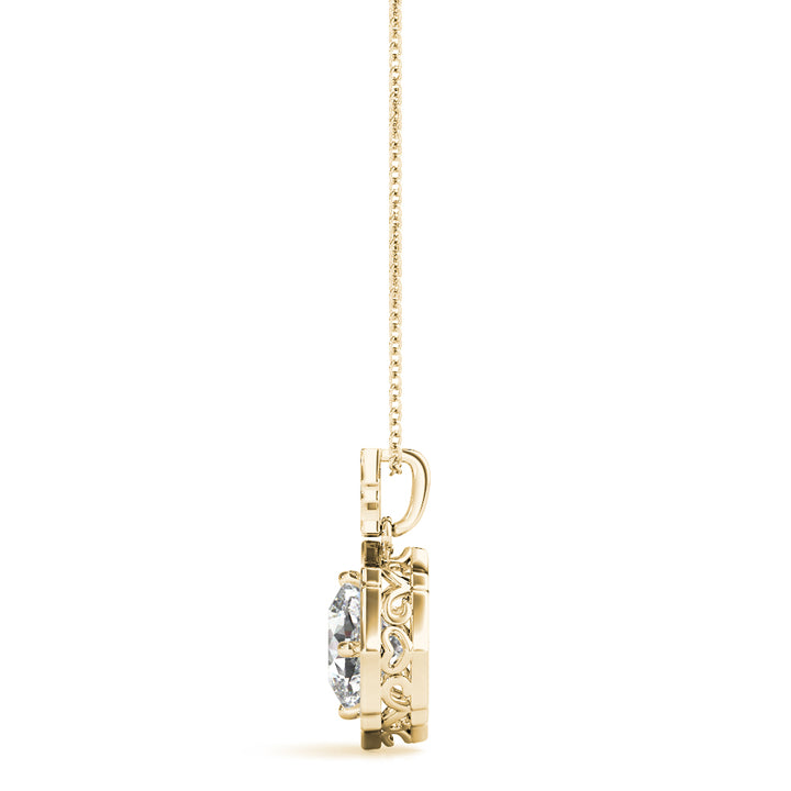 18K Yellow Gold Diamond Halo Pendant 5/8 ctw