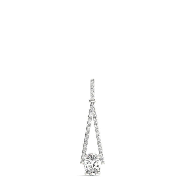 14K White Gold Oval Diamond Halo Pendant Necklace