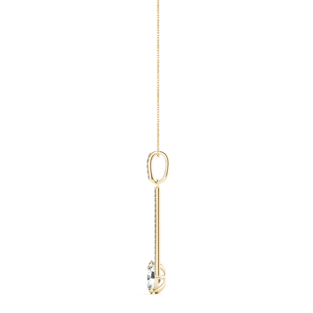 14K Yellow Gold Oval Diamond Halo Pendant
