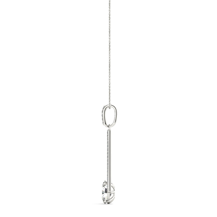 18K White Gold Oval Diamond Halo Pendant