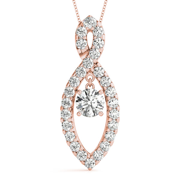 18K Rose Gold Round Diamond Pendant