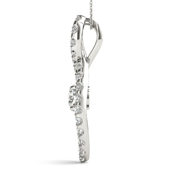Platinum White Diamond Solitaire Pendant 7/8 CT