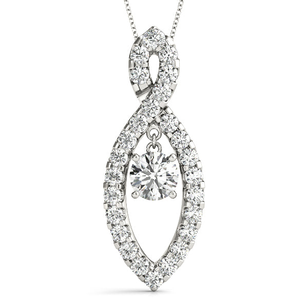 Platinum White Diamond Solitaire Pendant 7/8 CT