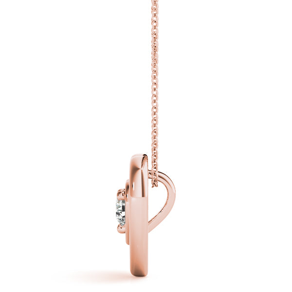 14K Rose Gold Round Diamond Solitaire Pendant