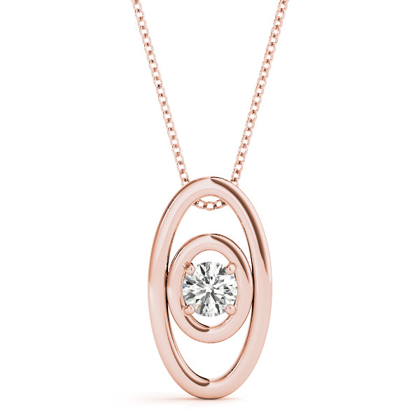 14K Rose Gold 0.1 CT Round Diamond Pendant